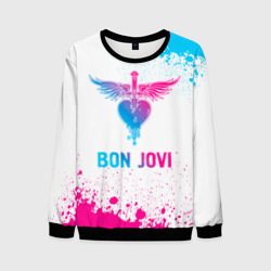 Мужской свитшот 3D Bon Jovi neon gradient style