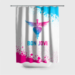 Штора 3D для ванной Bon Jovi neon gradient style