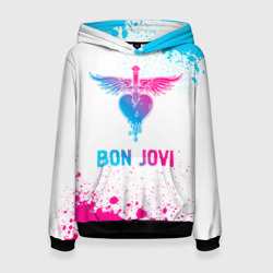 Женская толстовка 3D Bon Jovi neon gradient style