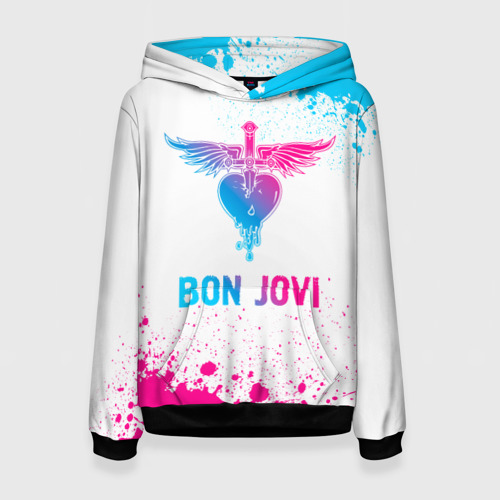 Женская толстовка 3D Bon Jovi neon gradient style, цвет 3D печать