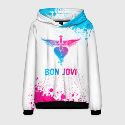 Мужская толстовка 3D Bon Jovi neon gradient style