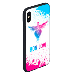 Чехол для iPhone XS Max матовый Bon Jovi neon gradient style - фото 2
