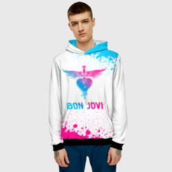 Мужская толстовка 3D Bon Jovi neon gradient style - фото 2