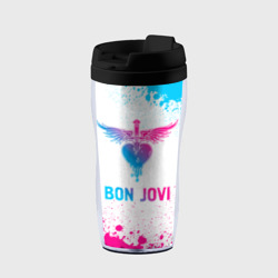 Термокружка-непроливайка Bon Jovi neon gradient style