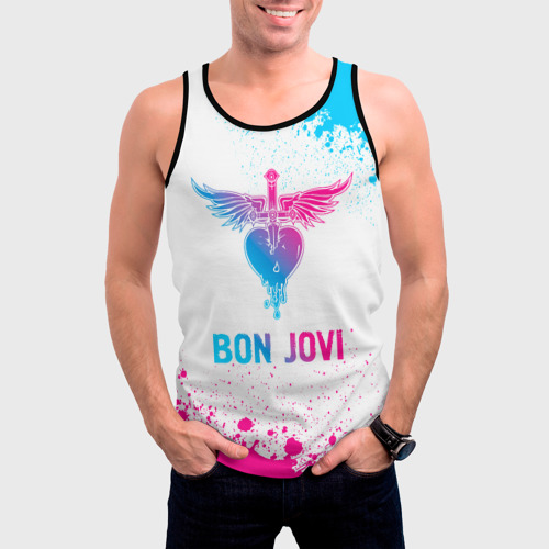 Мужская майка 3D Bon Jovi neon gradient style, цвет 3D печать - фото 3