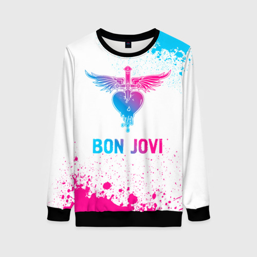 Женский свитшот 3D Bon Jovi neon gradient style, цвет 3D печать