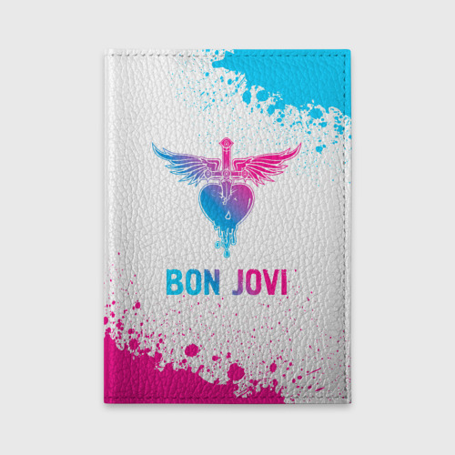Обложка для автодокументов Bon Jovi neon gradient style