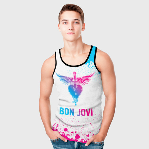 Мужская майка 3D Bon Jovi neon gradient style, цвет 3D печать - фото 5