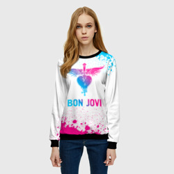 Женский свитшот 3D Bon Jovi neon gradient style - фото 2