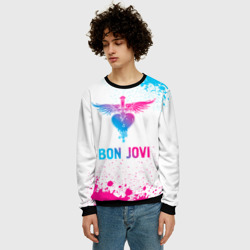 Мужской свитшот 3D Bon Jovi neon gradient style - фото 2