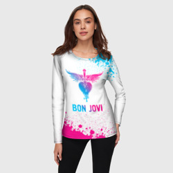 Женский лонгслив 3D Bon Jovi neon gradient style - фото 2