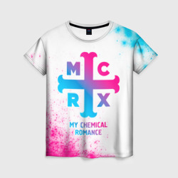 Женская футболка 3D My Chemical Romance neon gradient style