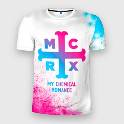 Мужская футболка 3D Slim My Chemical Romance neon gradient style