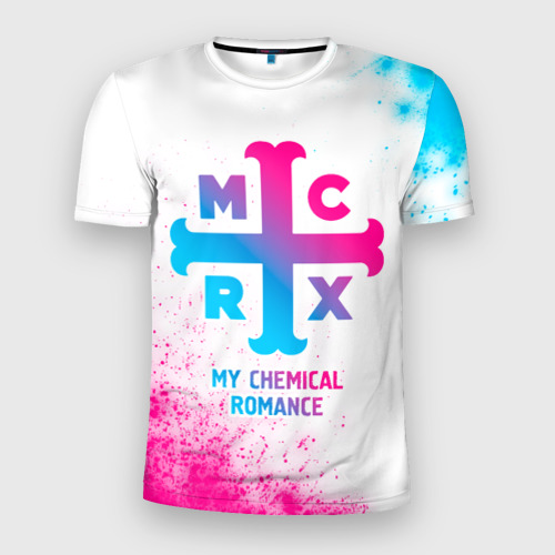 Мужская футболка 3D Slim My Chemical Romance neon gradient style, цвет 3D печать