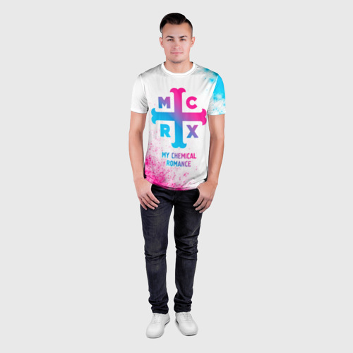 Мужская футболка 3D Slim My Chemical Romance neon gradient style, цвет 3D печать - фото 4