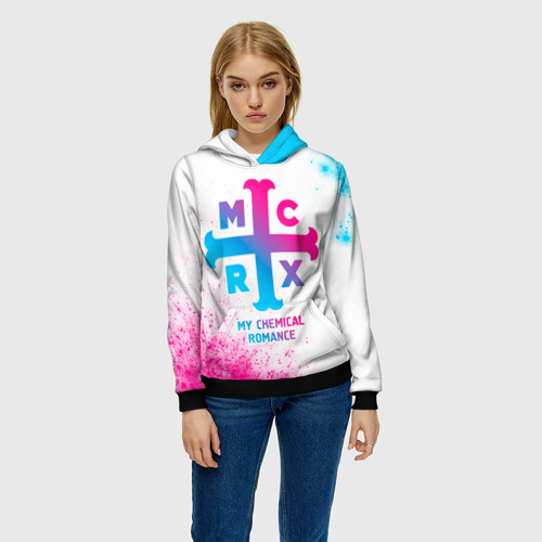 Женская толстовка 3D My Chemical Romance neon gradient style, цвет 3D печать - фото 3