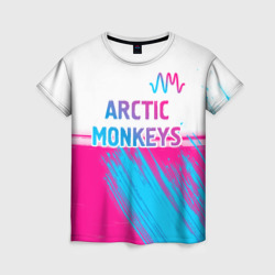 Женская футболка 3D Arctic Monkeys neon gradient style: символ сверху