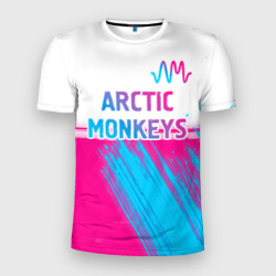 Мужская футболка 3D Slim Arctic Monkeys neon gradient style: символ сверху