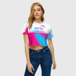 Женская футболка Crop-top 3D Arctic Monkeys neon gradient style: символ сверху - фото 2