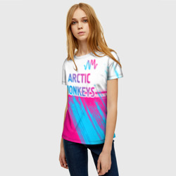 Женская футболка 3D Arctic Monkeys neon gradient style: символ сверху - фото 2