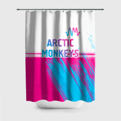 Штора 3D для ванной Arctic Monkeys neon gradient style: символ сверху