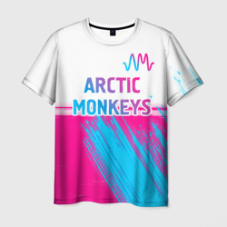 Мужская футболка 3D Arctic Monkeys neon gradient style: символ сверху