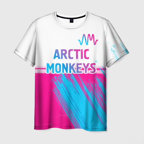 Мужская футболка 3D Arctic Monkeys neon gradient style: символ сверху, цвет 3D печать