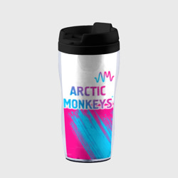 Термокружка-непроливайка Arctic Monkeys neon gradient style: символ сверху