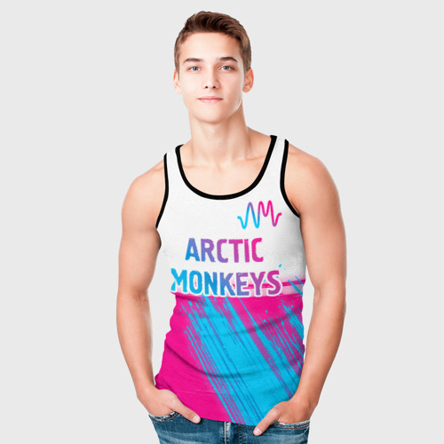 Мужская майка 3D Arctic Monkeys neon gradient style: символ сверху, цвет 3D печать - фото 5