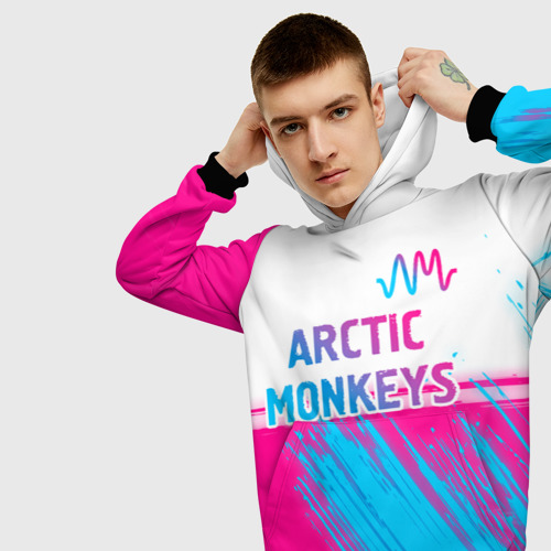 Мужская толстовка 3D Arctic Monkeys neon gradient style: символ сверху, цвет черный - фото 5