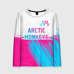 Женский лонгслив 3D Arctic Monkeys neon gradient style: символ сверху