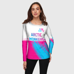 Женский лонгслив 3D Arctic Monkeys neon gradient style: символ сверху - фото 2