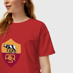 Женская футболка хлопок Oversize Roma fc club  - фото 2