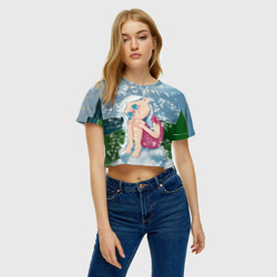 Женская футболка Crop-top 3D Снегурочка плачет - фото 2