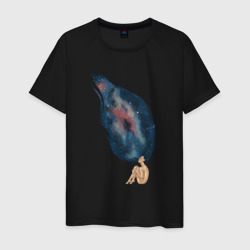 Мужская футболка хлопок Девушка космос в волосах
