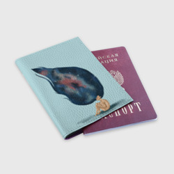 Обложка для паспорта матовая кожа Девушка космос в волосах - фото 2