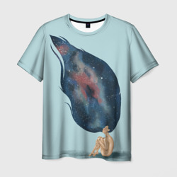 Мужская футболка 3D Девушка космос в волосах