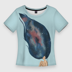 Женская футболка 3D Slim Девушка космос в волосах
