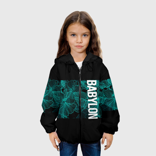 Детская куртка 3D с принтом Вавилон на фоне цветочных узоров, вид сбоку #3