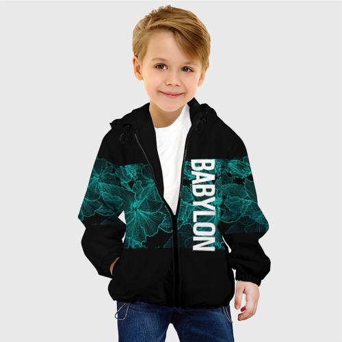 Детская куртка 3D с принтом Вавилон на фоне цветочных узоров, фото на моделе #1