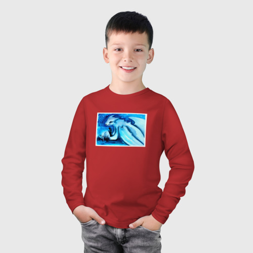 Детский лонгслив хлопок с принтом Милый дракон символ года, фото на моделе #1