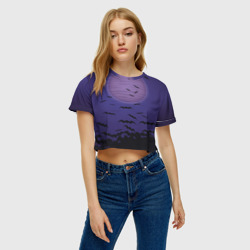 Женская футболка Crop-top 3D Летучие мыши шабаш - фото 2