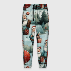 Мужские брюки 3D Рождественский узор с Санта Клаусами