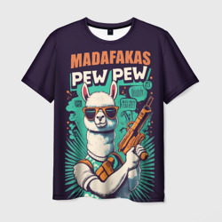 Мужская футболка 3D Pew Pew Madafakas - лама с пистолетами