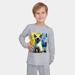 Детская пижама с лонгсливом хлопок Кот на переднем плане - фото 2