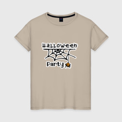 Женская футболка хлопок Halloween party паук с паутиной хэллоуин