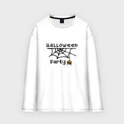 Женский лонгслив oversize хлопок Halloween party паук с паутиной хэллоуин