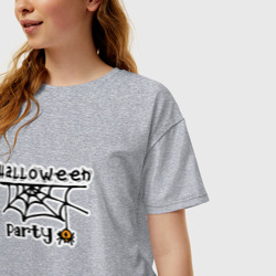 Женская футболка хлопок Oversize Halloween party паук с паутиной хэллоуин - фото 2