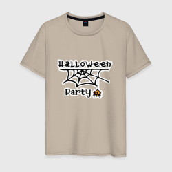 Мужская футболка хлопок Halloween party паук с паутиной хэллоуин