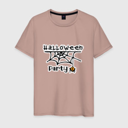 Мужская футболка хлопок Halloween party паук с паутиной хэллоуин